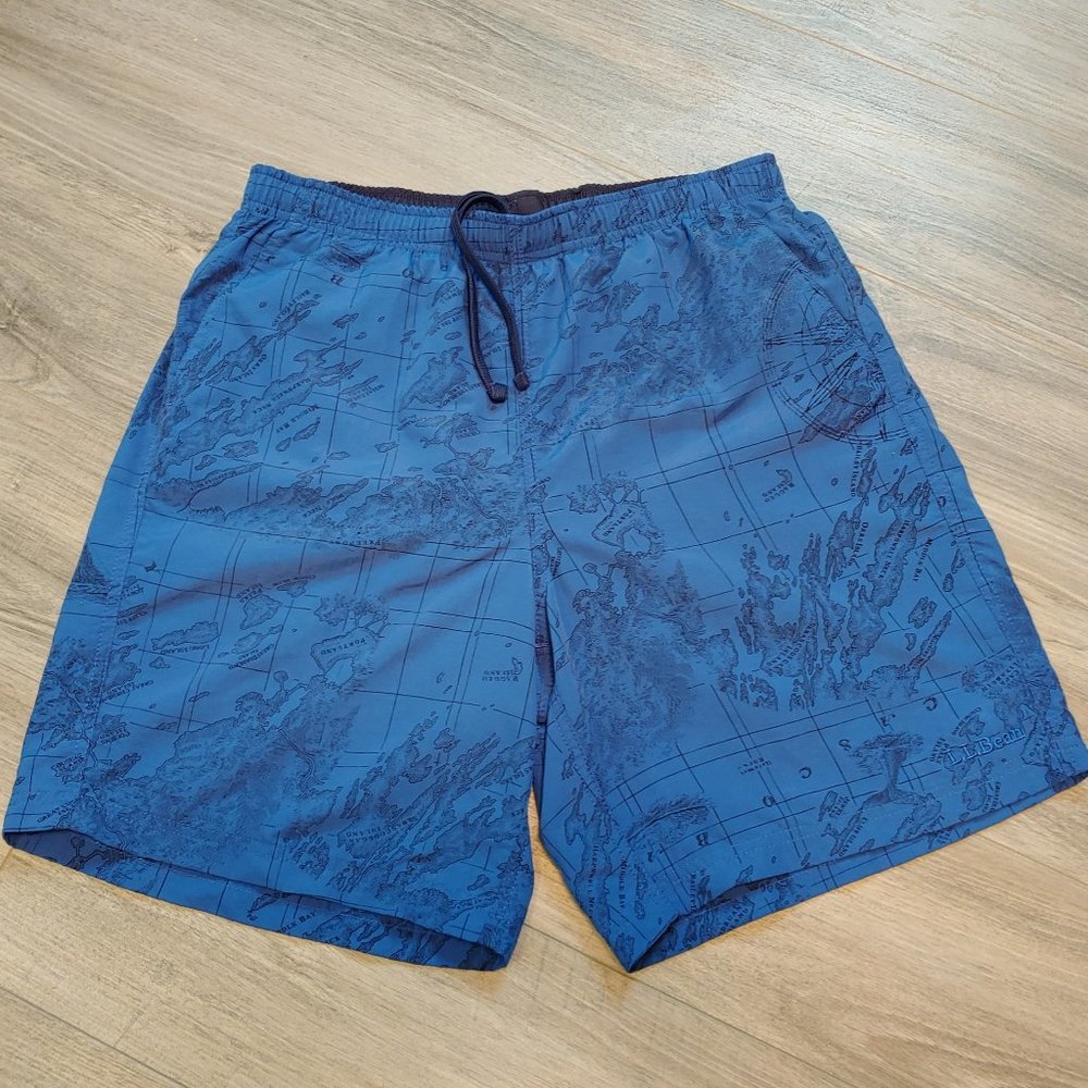 Excellent Used Condition Men's L.L.Bean Blue Swim Trunks Size Small